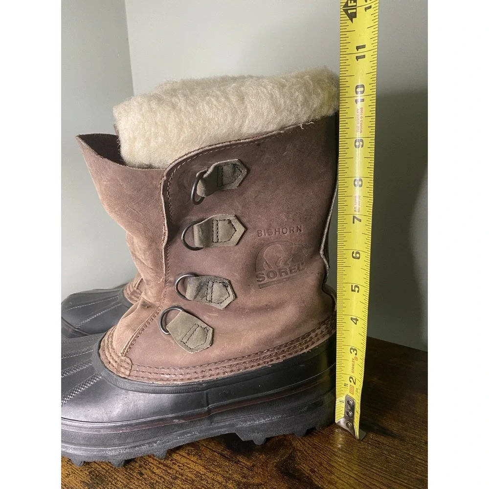 Sorel Bighorn Snow Boots Brown Leather Rubber Duck Boots Mens 7  W8.5